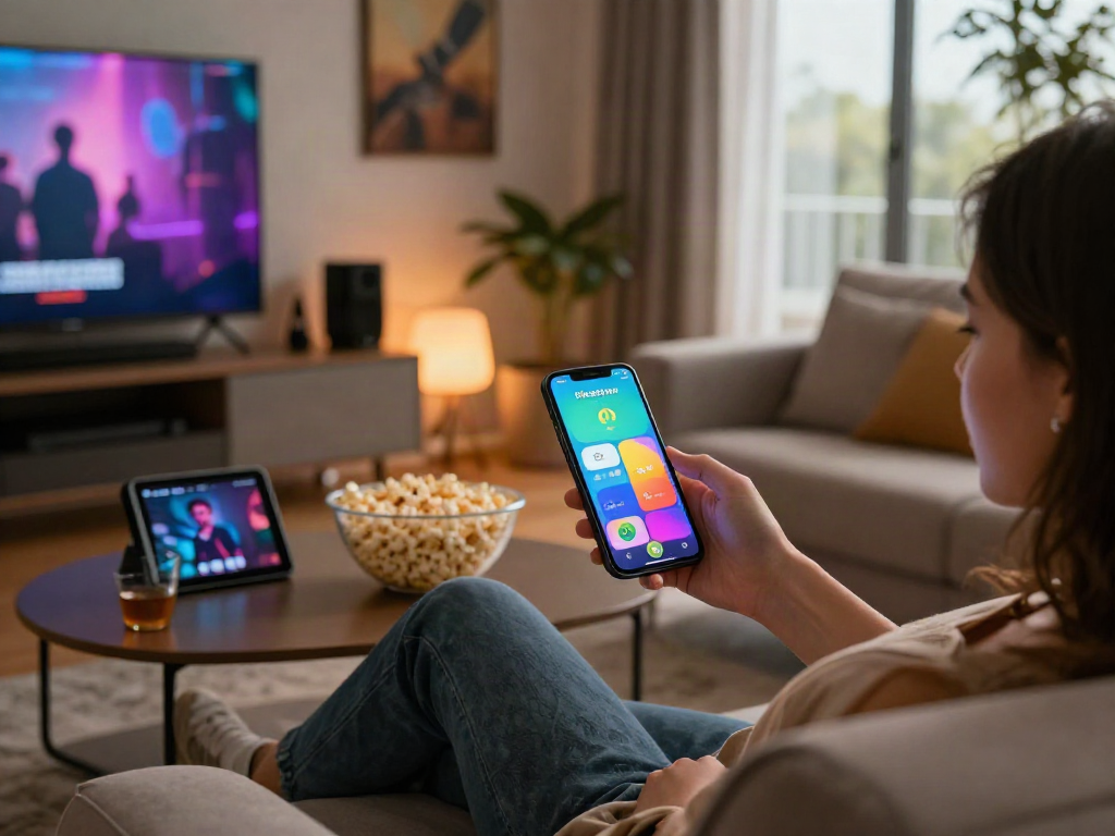 Pikashow apk download showcased in a vibrant home entertainment scene with mobile app on screen