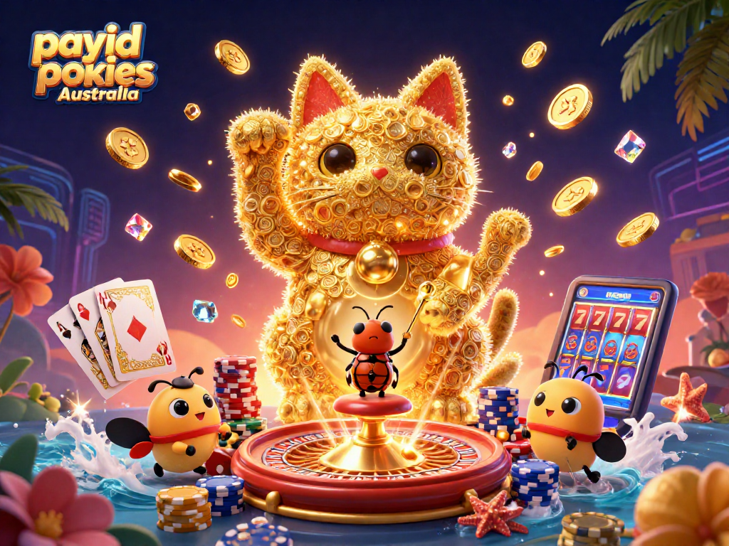 Engage in payid pokies Australia with dazzling action from vibrant 3D illustrations of casino symbols.