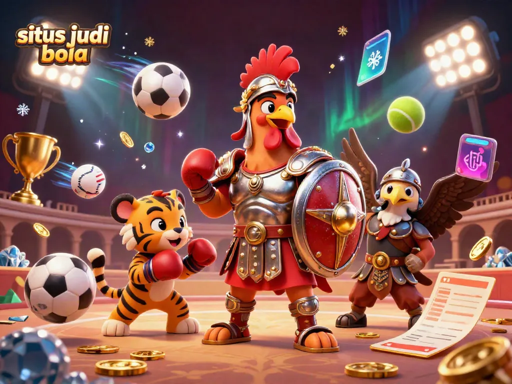 Experience situs judi bola excitement with a vibrant, dynamic 3D illustration showcasing engaging elements!