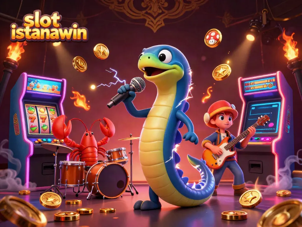 Slot istanawin menampilkan ilustrasi kasino bawah laut dengan karakter 3D menikmati permainan yang dinamis.