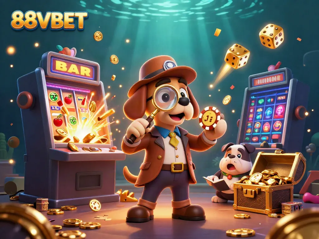 Explore thrilling games and jackpots at 88VBET with our detective duo discovering treasures.