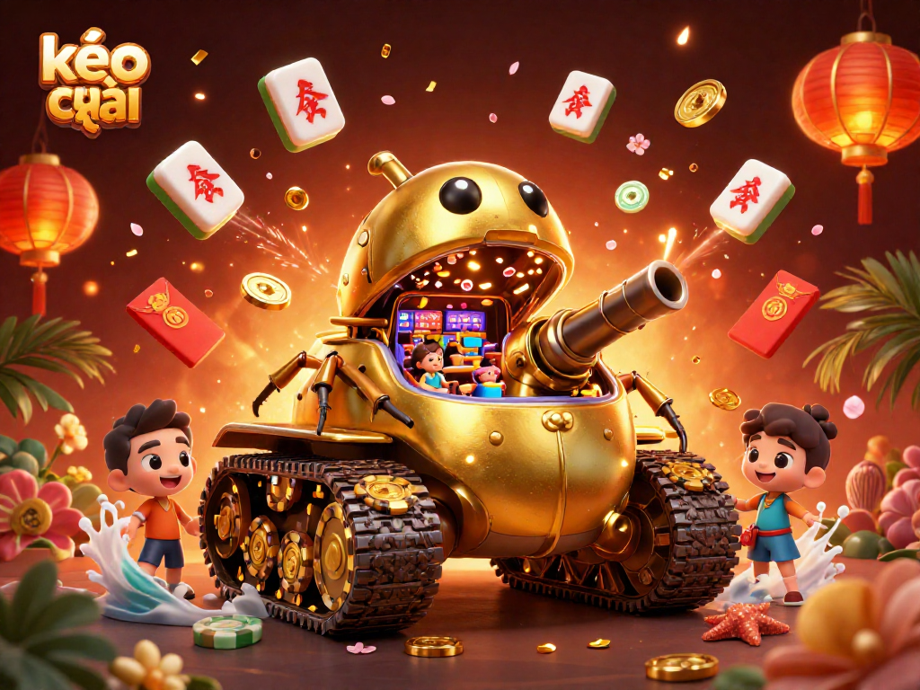 Experience kèo nhà cái with vibrant casino elements in a dynamic, colorful 3D scene.