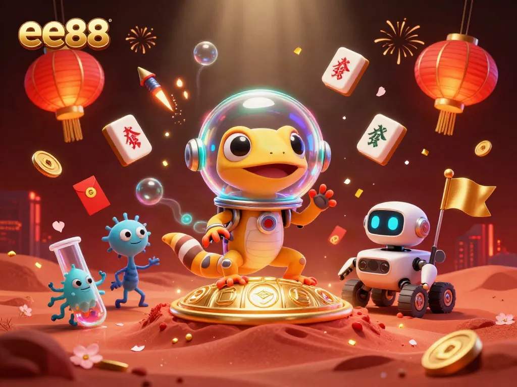 Experience exciting gambling adventures with ee88 in a vibrant alien-themed casino scene.