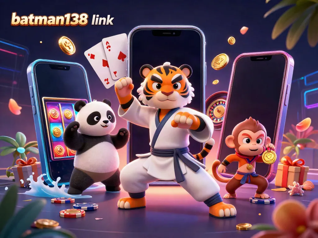 Experience excitement with batman138 link, showcasing engaging 3D casino elements and playful characters.