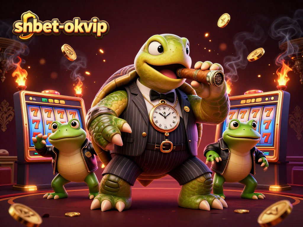 Experience thrilling gaming action with shbet-okvip in a vibrant casino illustration featuring dynamic slot elements.