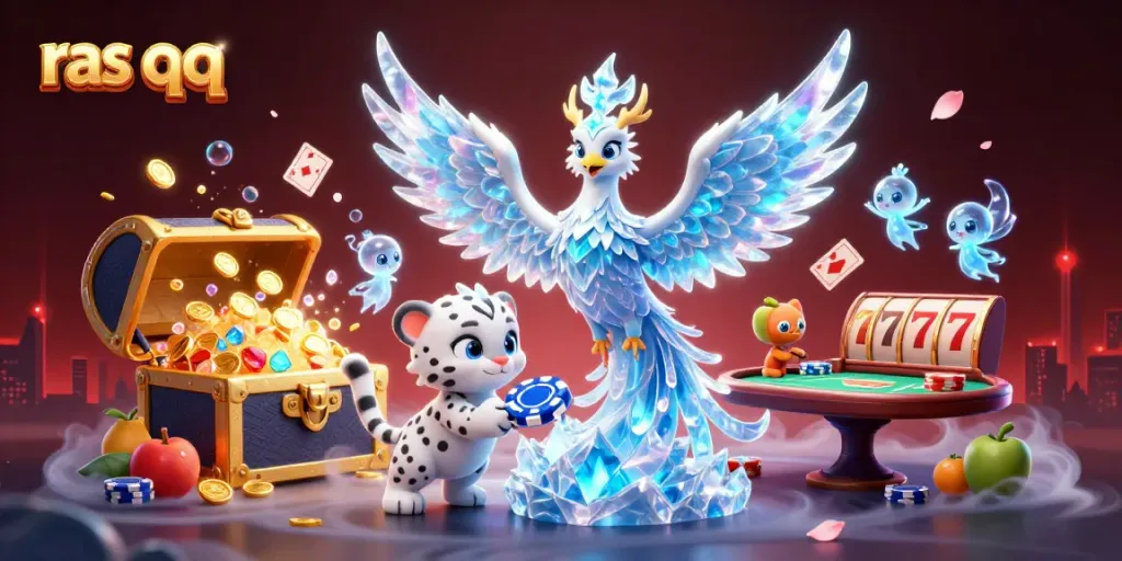 Experience the thrill of ras qq with vibrant characters amidst a dynamic casino scene.