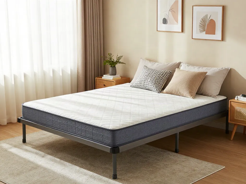 Comfortable folding bed with mattress in a cozy bedroom setting