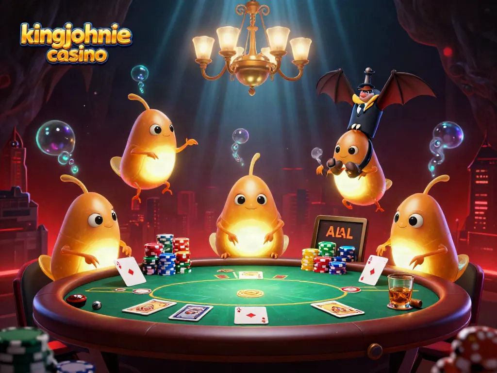 Experience the vibrant world of kingjohnnie casino with glowing characters and lively gameplay.