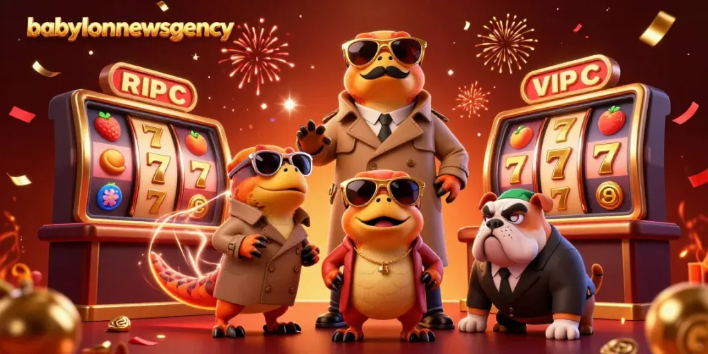 Three raptors masquerading as a tall person enter the VIP lounge of a casino, showcasing babylonnewsagency's winning atmosphere.