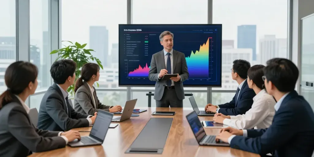 Mark Litwin Marrisa Holdings presenting at an engaging corporate meeting in a modern office