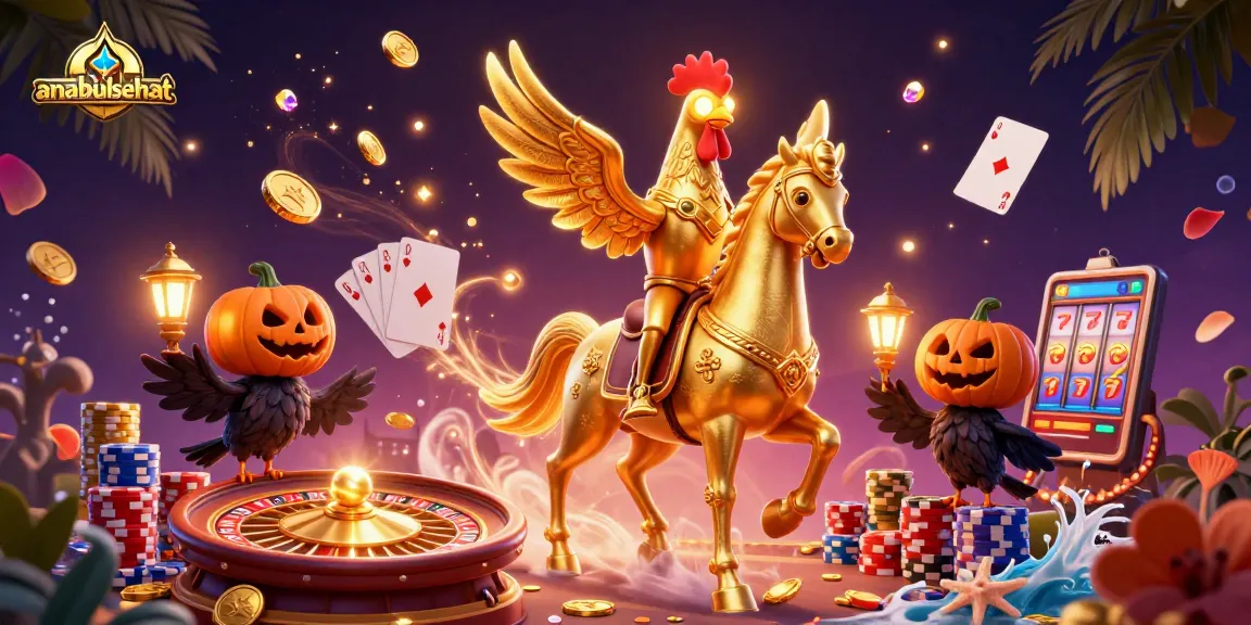 Menggunakan anabulsehat, keberuntungan membawa koin emas, kartu poker, dan keseruan permainan kasino.