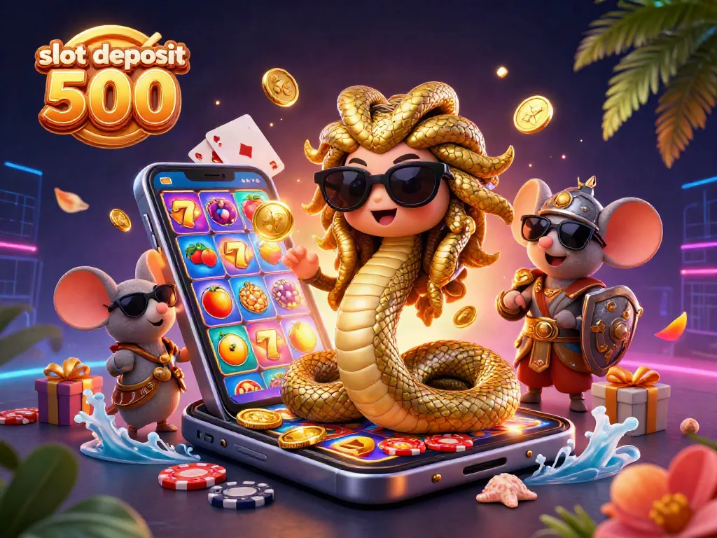 Experience the thrill with slot deposit 500, as Medusa and friends engage in a vibrant casino scene.