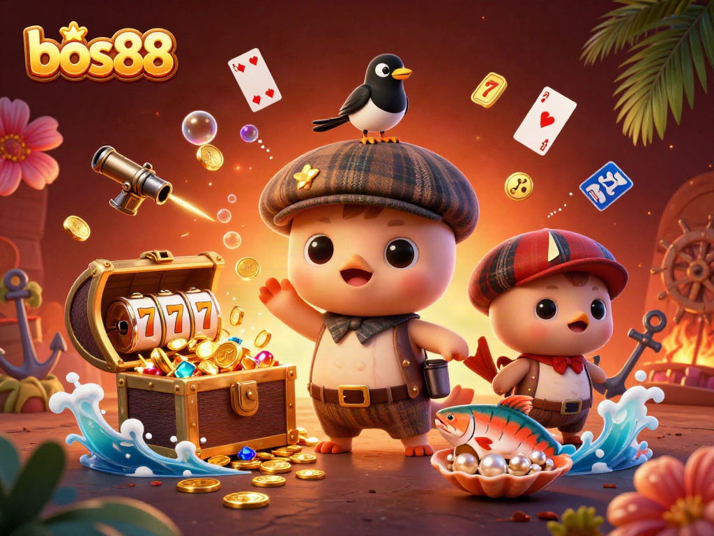 Merayakan slot menguntungkan di bos88 dengan karakter lucu dan harta karun bawah laut.