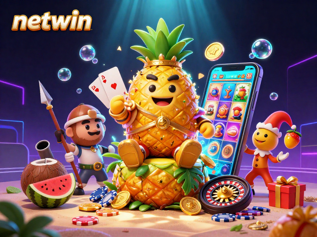 Experience the vibrant netwin casino scene filled with colorful characters and exciting gaming elements.