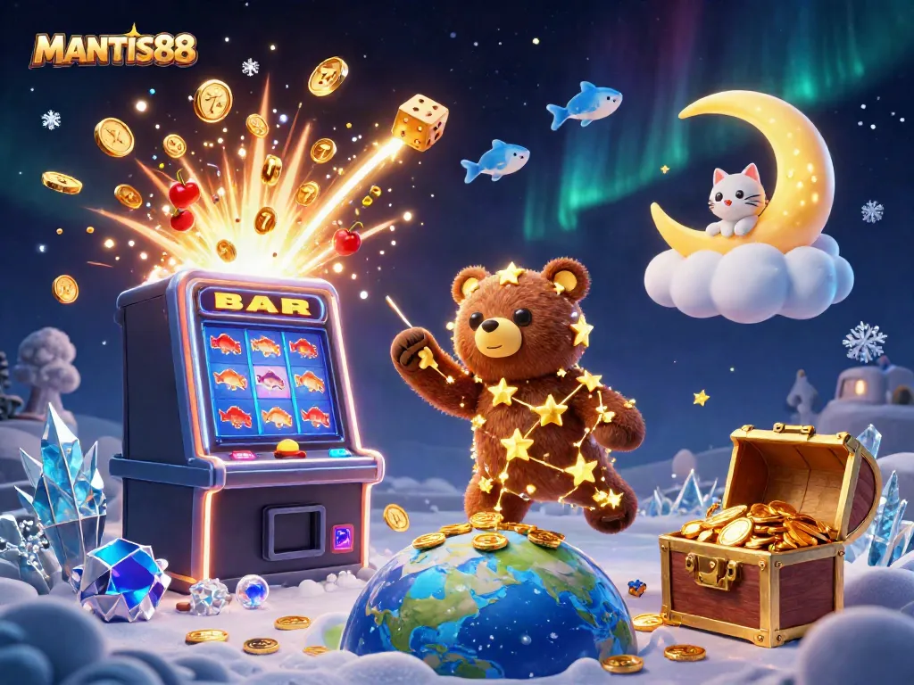 Experience MANTIS88's exhilarating gaming with fish-themed slots and vibrant illustrations