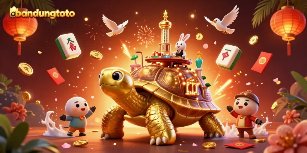 Experience engaging gameplay at bandungtoto with a vibrant casino scene filled with fortune symbols and characters.