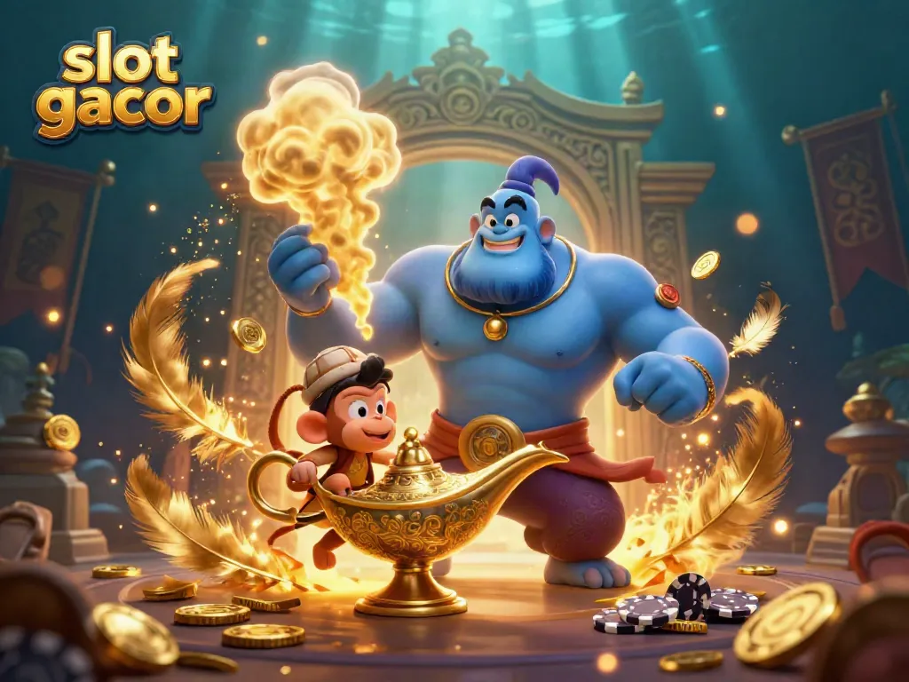 Experience the thrill of slot gacor with vibrant characters and casino elements in a captivating illustration.