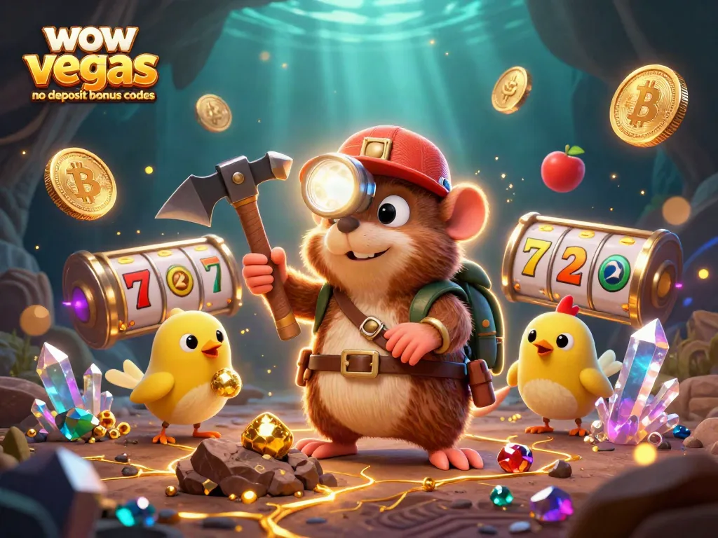 Uncover wow vegas no deposit bonus codes while exploring treasures in a vibrant 3D casino scene.