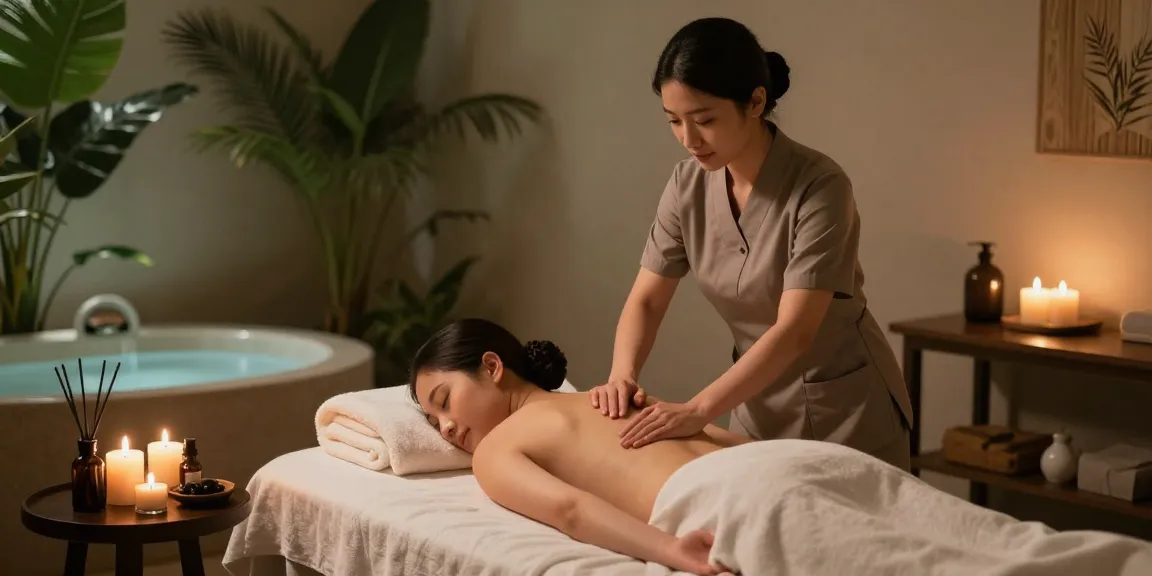 Healing 일산출장마사지 session in a tranquil spa setting, featuring calming ambiance and soothing elements.