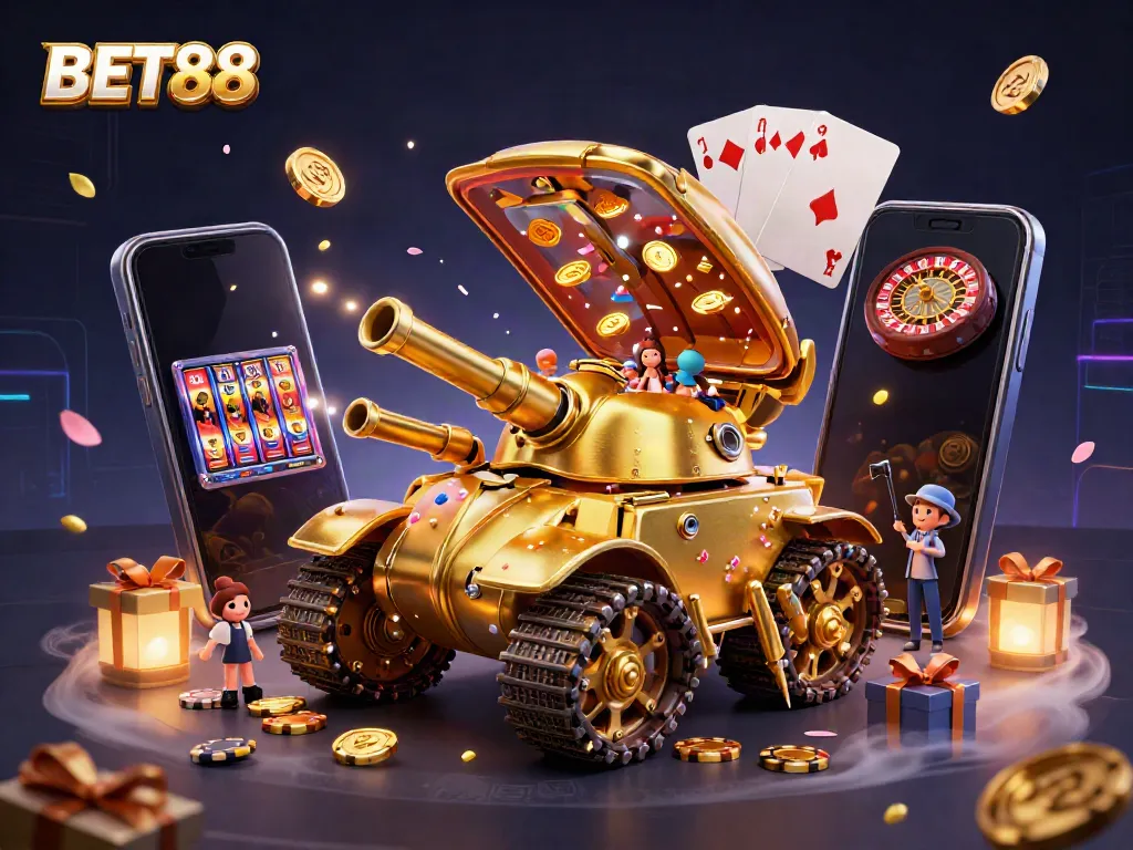 Nhà cái BET88 với trò chơi và không gian nhiều màu sắc.