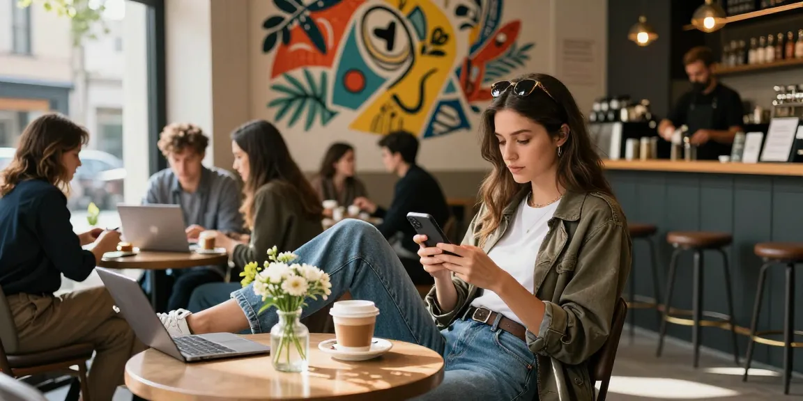 Gái gọi thư giãn tại quán cà phê với phong cách hiện đại và sống động.