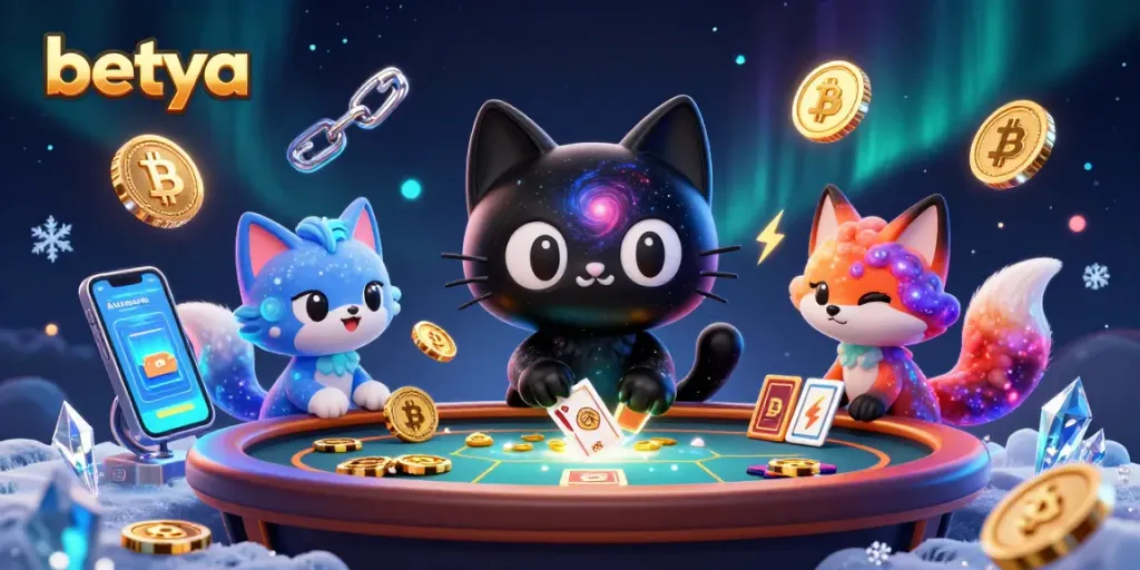 Engage with betya's cosmic casino experience featuring creative characters and cryptocurrency elements.