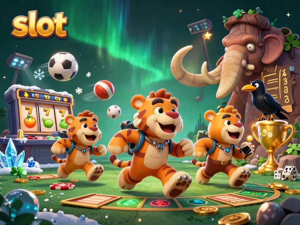Slot yang menarik di kasino prasejarah dengan karakter 3D unik dan simbol keberuntungan.