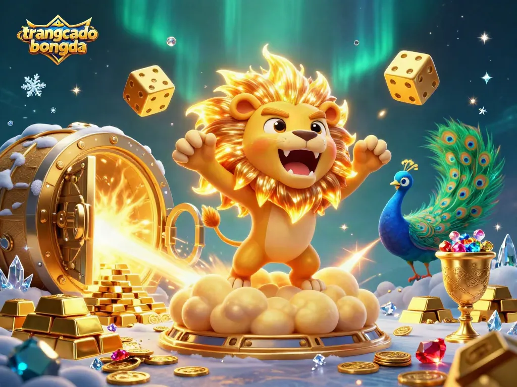 Win big with trangcadobongda: an energetic sports betting illustration filled with treasures.