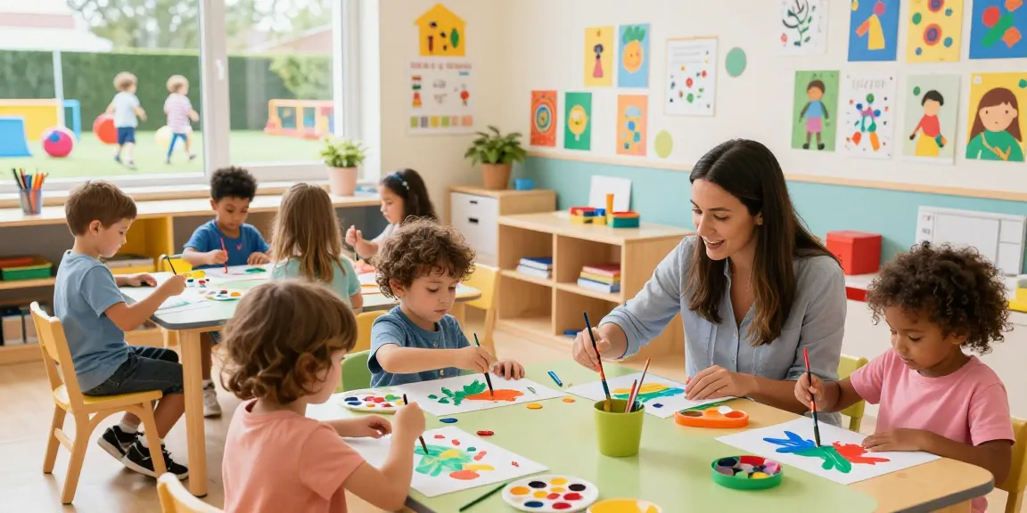 Engaging preschool learning activities with children exploring creativity at pre schools in Singapore, showcasing vibrant atmosphere and interaction.