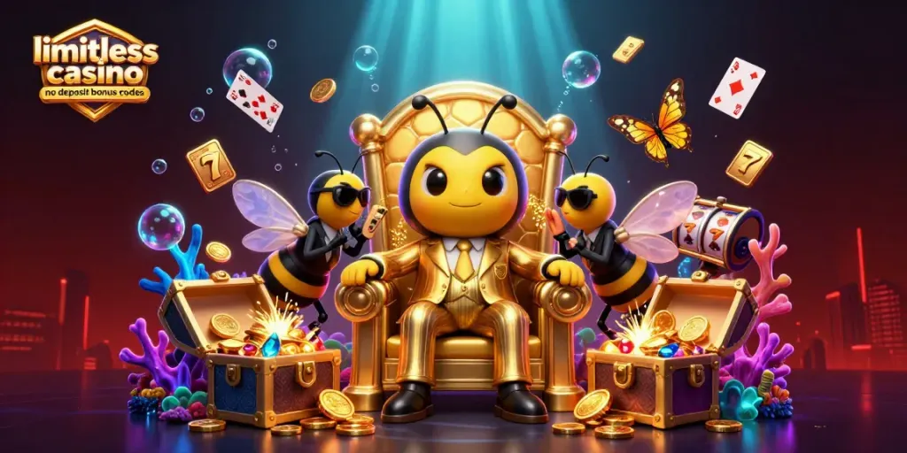 Engage with limitless casino no deposit bonus codes in a vivid bumblebee mob scene packed with dynamic slot actions.