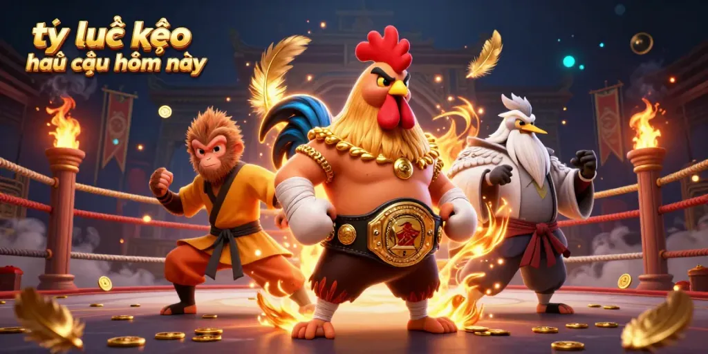 Engage with tỷ lệ kèo nhà cái hôm nay in a vibrant 3D scene featuring martial characters and betting elements.
