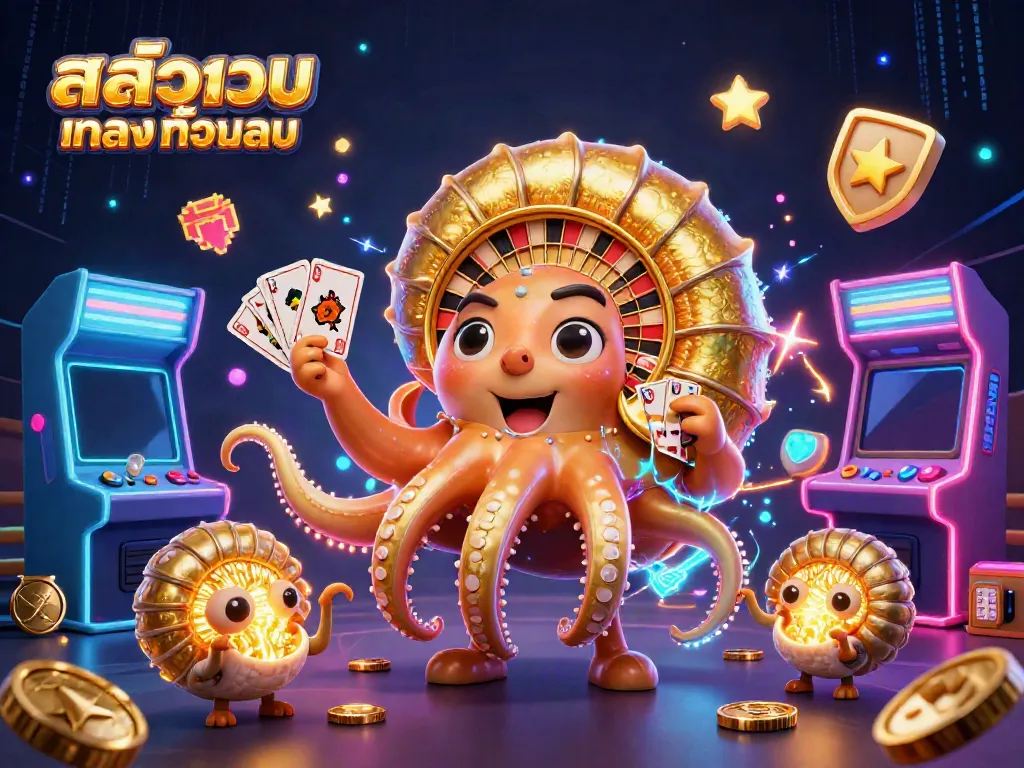 Experience excitement with สล็อตเว็บตรงทั้งหมด in this vibrant 3D casino scene featuring a giant nautilus.