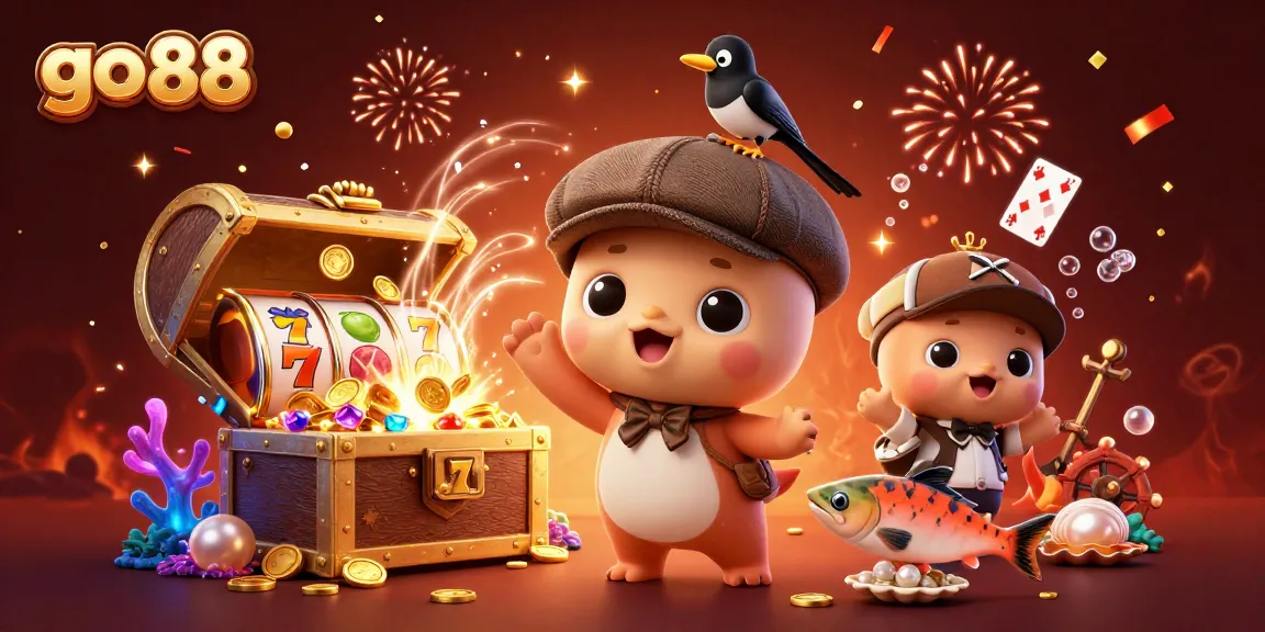 Engage in fun gaming with go 88 featuring Nessie and gold coins in a vibrant casino scene.