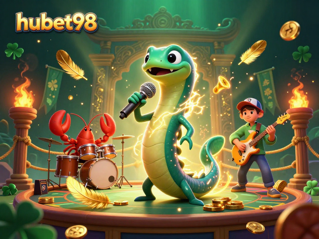 Experience thrilling gameplay with hubet98's vibrant underwater casino scene featuring a DJ eel and vibrant sea creatures.