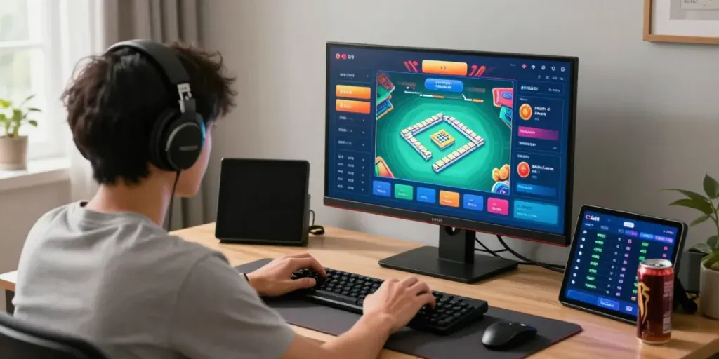 Engaged gamer exploring cika4d Mahjong Ways betting on a sleek interface.