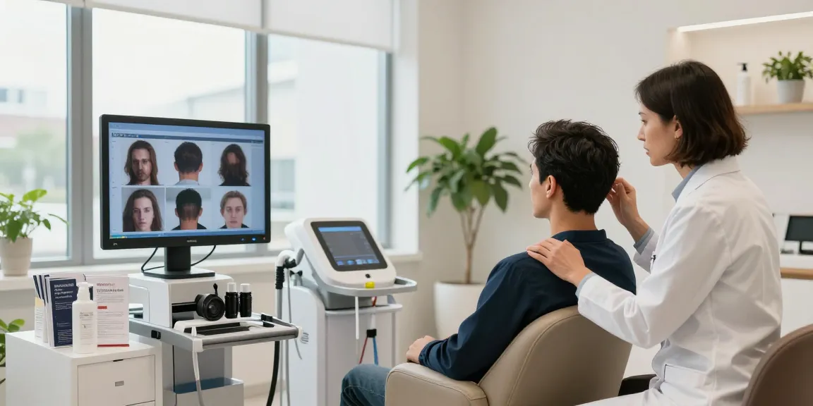Explore hair transplant turkey cost in a professional clinic consultation showing advanced technology and personalized care.